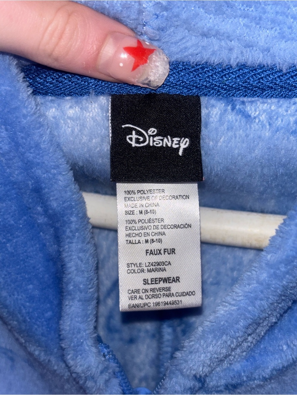 Disney Marina Blue Plush Hooded Sleepwear - Picture 4 of 4